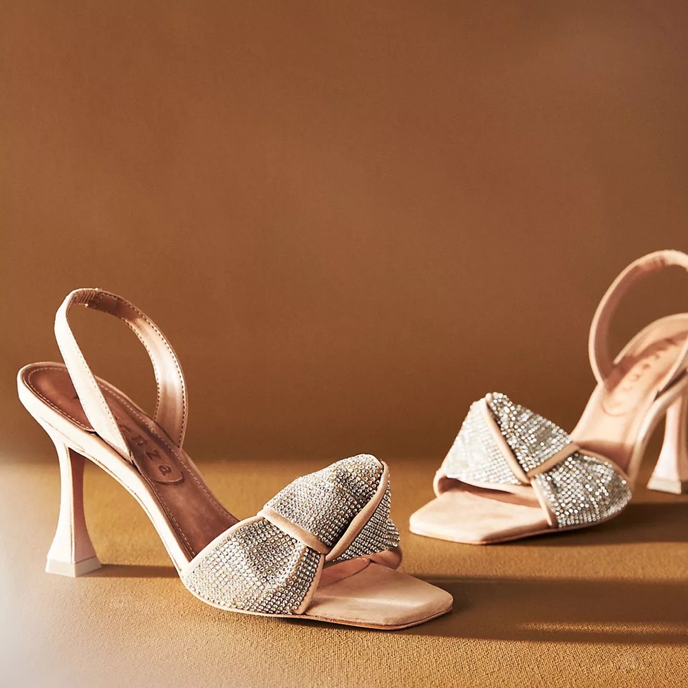 Elegant Cream and Silver Heels with Slingback Straps 9